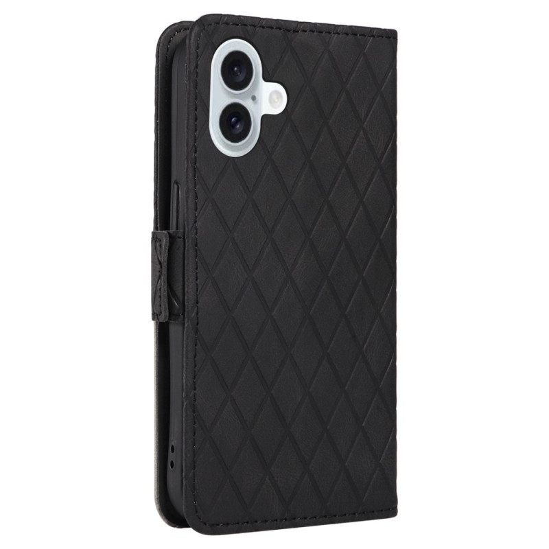 Δερματινη Θηκη iPhone 16 Plus Strappy Diamond Pattern Σιλικόνης