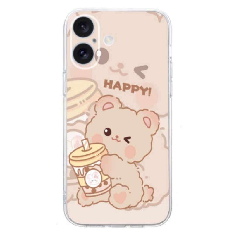 Κάλυμμα iPhone 16 Plus Happy Bear Σιλικόνης