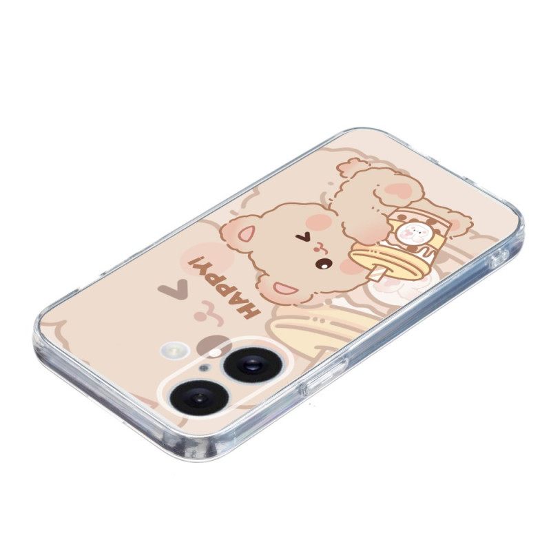 Κάλυμμα iPhone 16 Plus Happy Bear Σιλικόνης