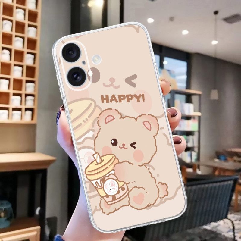 Κάλυμμα iPhone 16 Plus Happy Bear Σιλικόνης