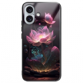 Κάλυμμα iPhone 16 Plus Lotus Rose Tempered Glass