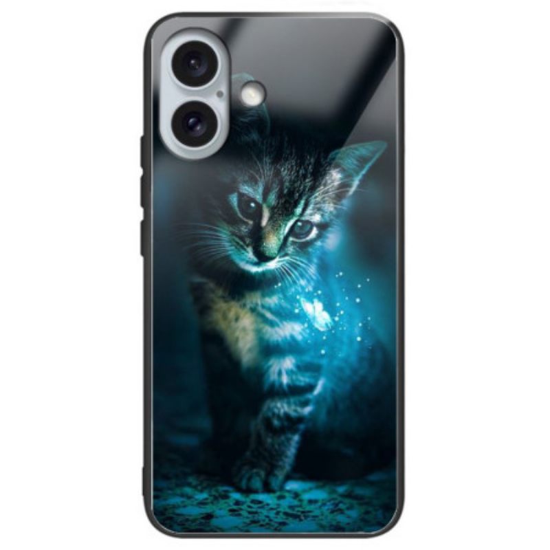 Κάλυμμα iPhone 16 Plus Tempered Glass Cat