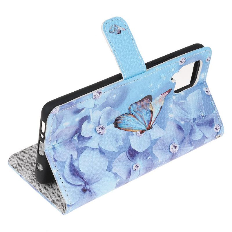 δερματινη θηκη Samsung Galaxy M32 με κορδονι Strappy Diamond Butterflies