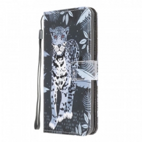 δερματινη θηκη Samsung Galaxy M32 με κορδονι Strappy Leopard