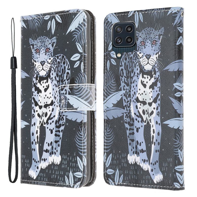 δερματινη θηκη Samsung Galaxy M32 με κορδονι Strappy Leopard