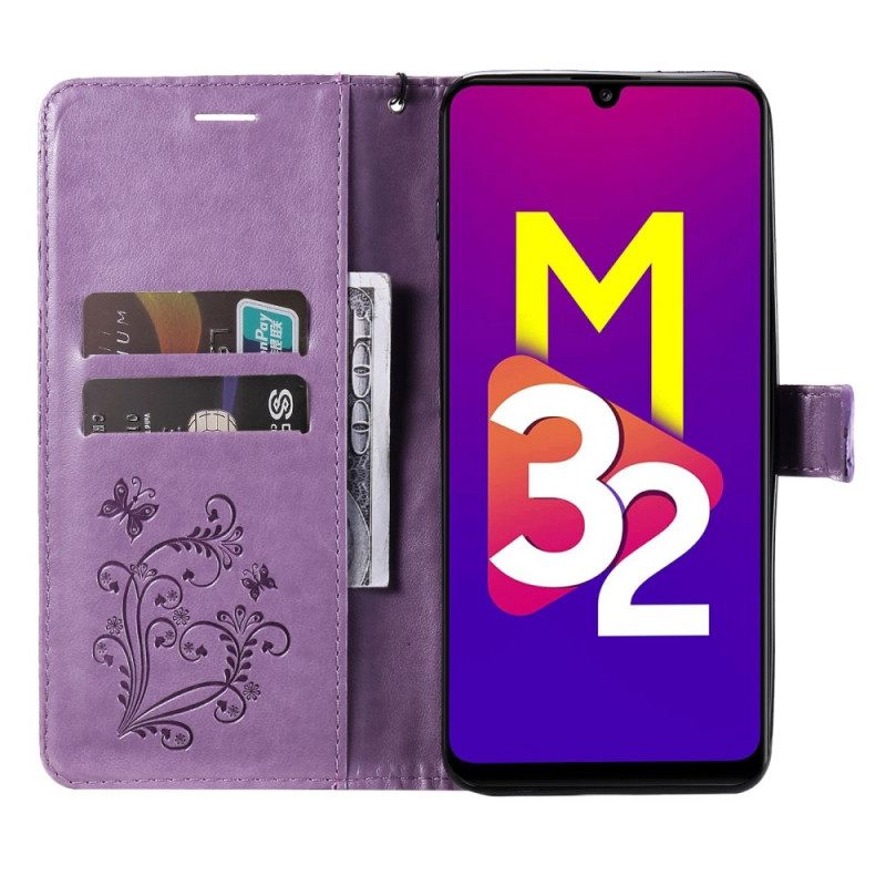 Κάλυμμα Samsung Galaxy M32 με κορδονι Πεταλούδες Giant Strap