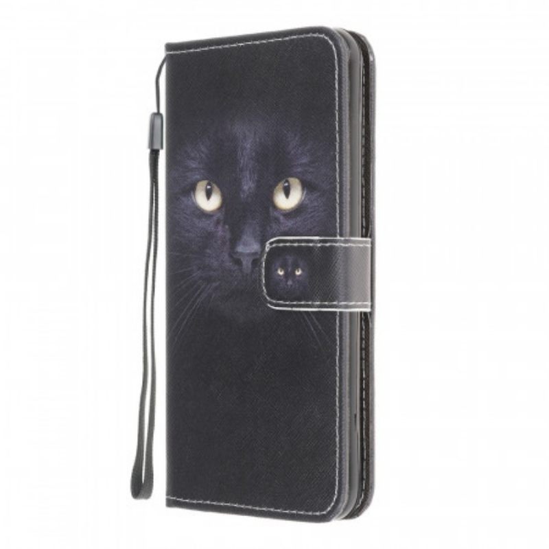 Κάλυμμα Samsung Galaxy M32 με κορδονι Strappy Black Cat Eyes