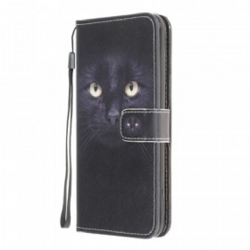 Κάλυμμα Samsung Galaxy M32 με κορδονι Strappy Black Cat Eyes