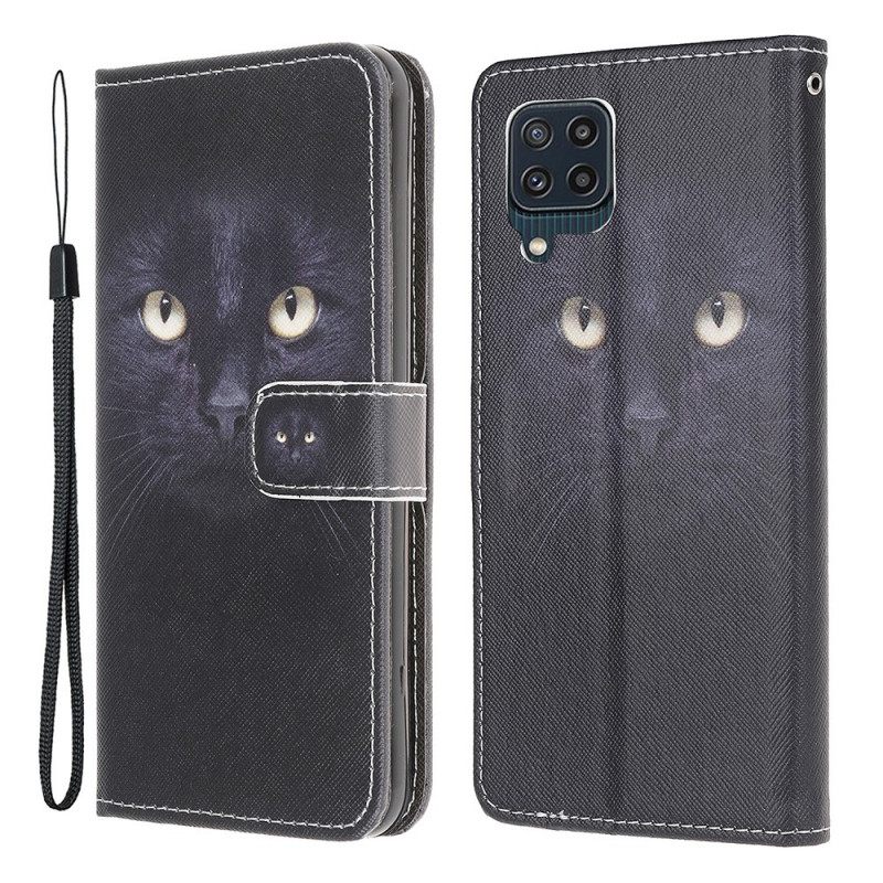 Κάλυμμα Samsung Galaxy M32 με κορδονι Strappy Black Cat Eyes