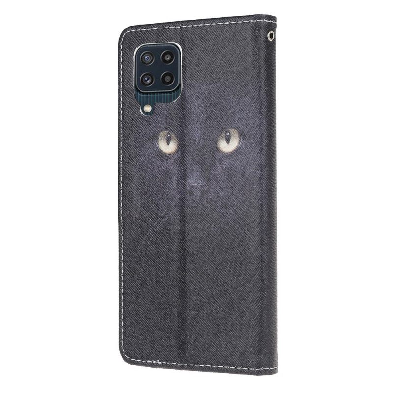 Κάλυμμα Samsung Galaxy M32 με κορδονι Strappy Black Cat Eyes