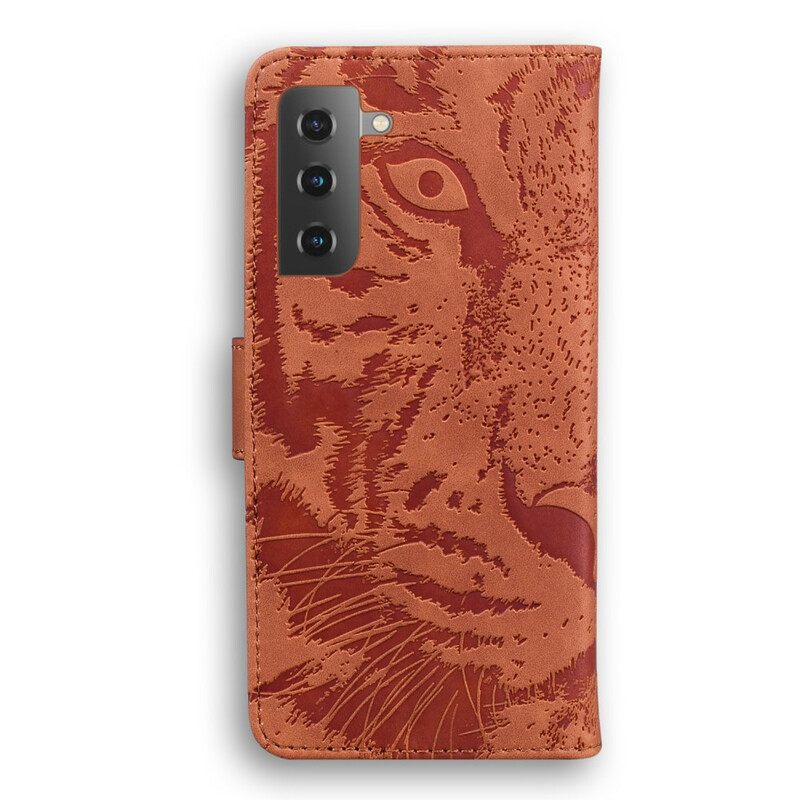 δερματινη θηκη Samsung Galaxy S21 Plus 5G Εκτύπωση Προσώπου Tiger