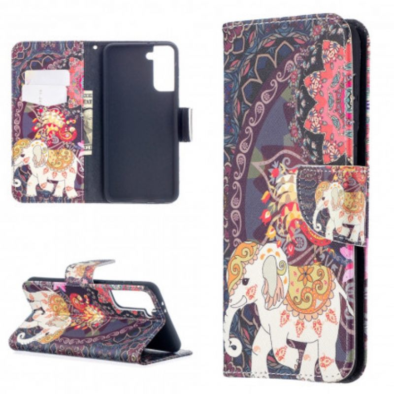 δερματινη θηκη Samsung Galaxy S21 Plus 5G Ethnic Elephants Mandala