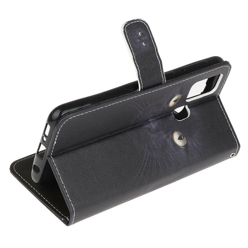 Κάλυμμα Samsung Galaxy M21 με κορδονι Strappy Black Cat Eyes