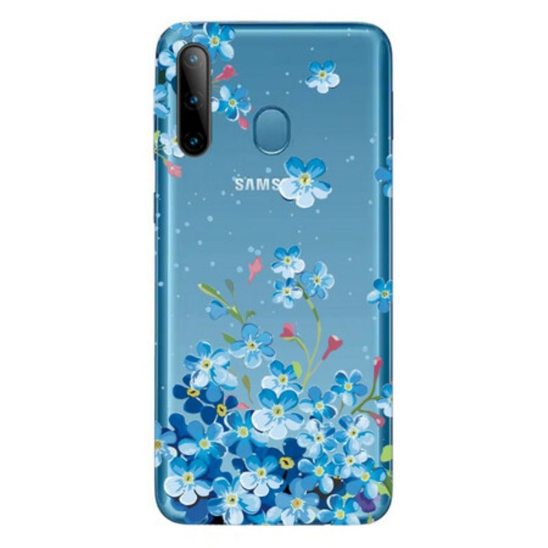 θηκη κινητου Samsung Galaxy M11 Μπλε Λουλούδια