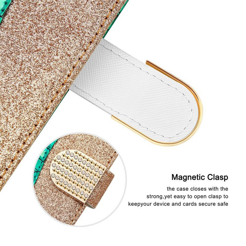 Θήκη Flip Poco M5s Crocodile Diamonds