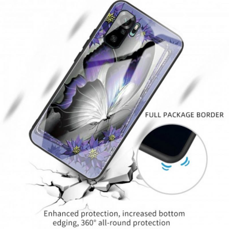 Θήκη Poco M5s Μωβ Butterfly Tempered Glass