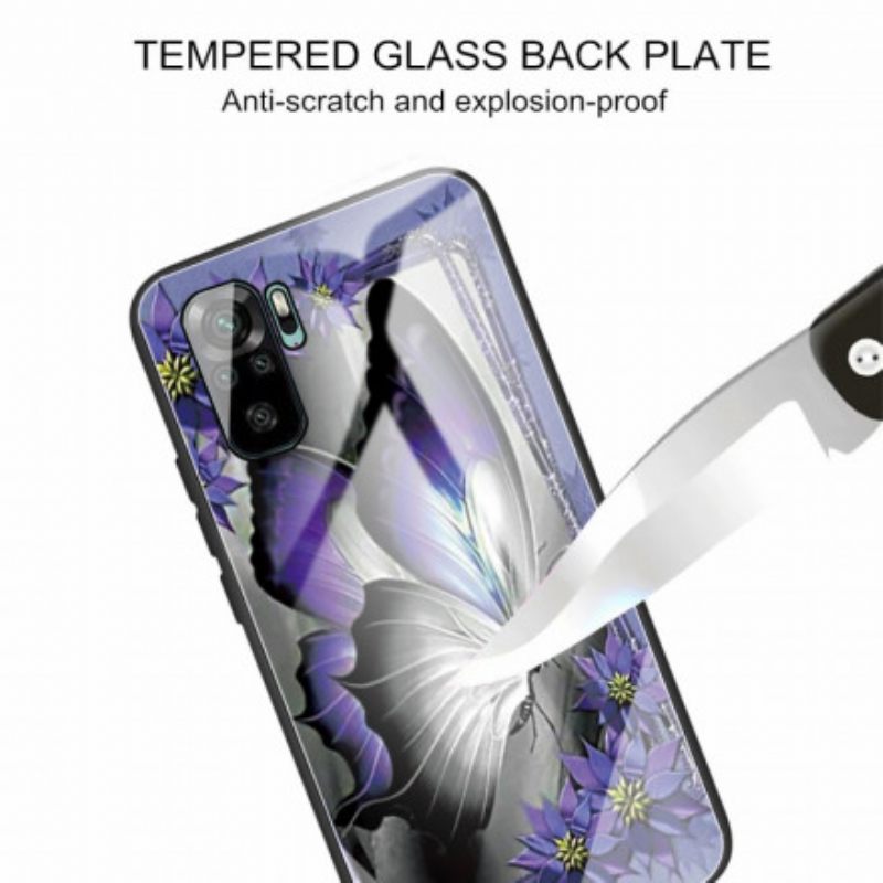 Θήκη Poco M5s Μωβ Butterfly Tempered Glass