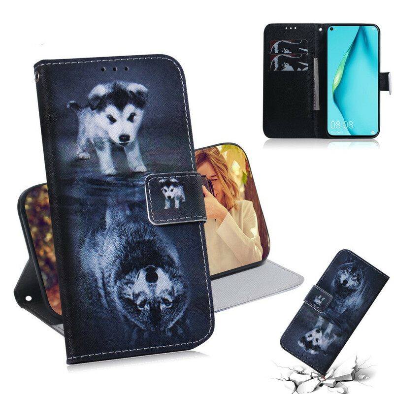 Κάλυμμα Huawei P40 Lite Premium Split Leather Litchi