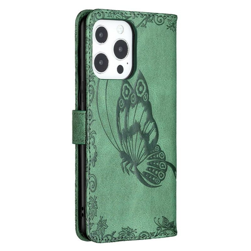 Κάλυμμα iPhone 13 Pro με κορδονι Μπαρόκ Strappy Butterfly