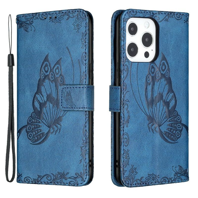 Κάλυμμα iPhone 13 Pro με κορδονι Μπαρόκ Strappy Butterfly