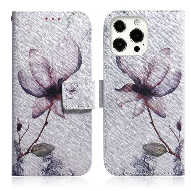 Θήκη Flip iPhone 13 Pro Flower Dusty Pink