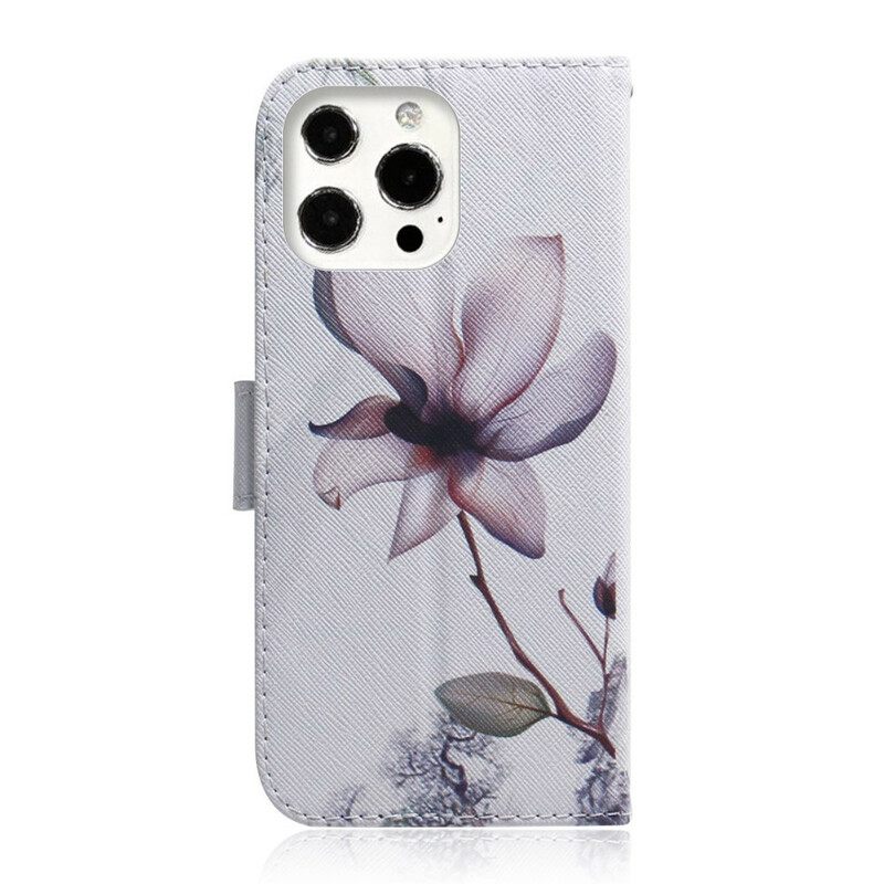 Θήκη Flip iPhone 13 Pro Flower Dusty Pink