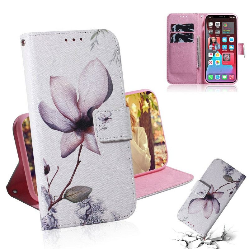 Θήκη Flip iPhone 13 Pro Flower Dusty Pink