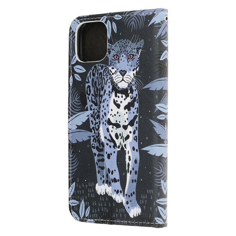 Θήκη Flip iPhone 13 Pro με κορδονι Strappy Leopard