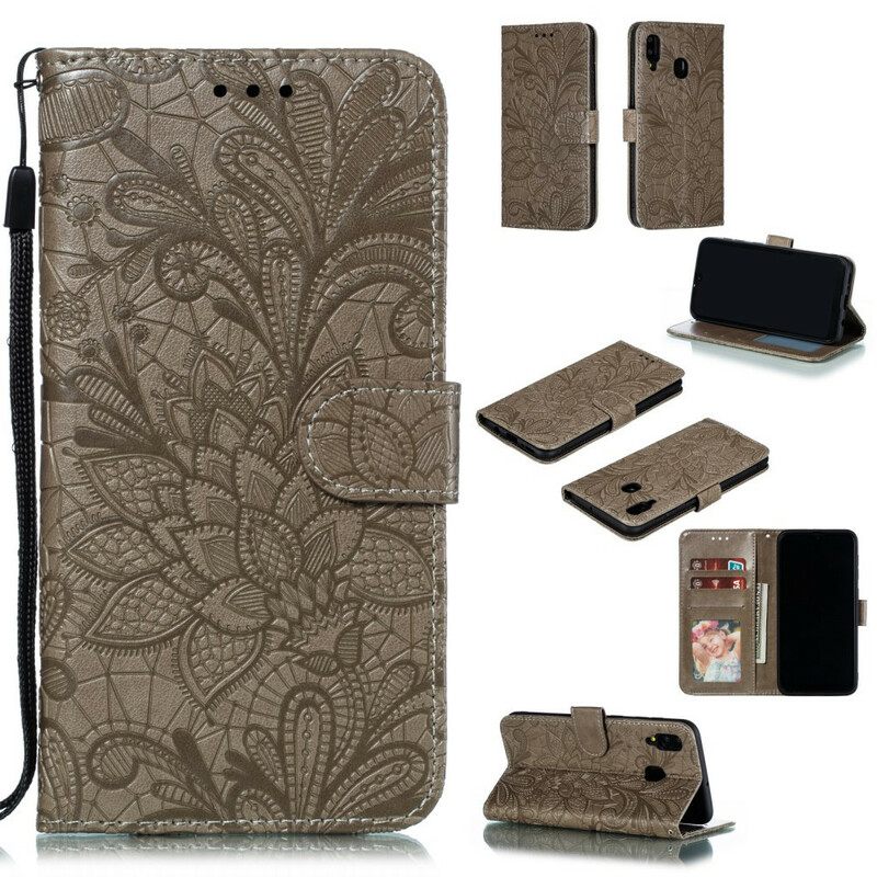 Κάλυμμα Samsung Galaxy A30 με κορδονι Strap Tribal Flowers