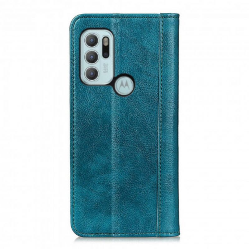 θηκη κινητου Moto G60S Θήκη Flip Έκδοση Litchi Split Leather