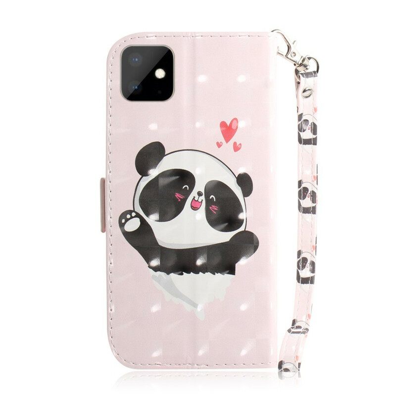 Κάλυμμα iPhone 11 με κορδονι Panda Love With Lanyard