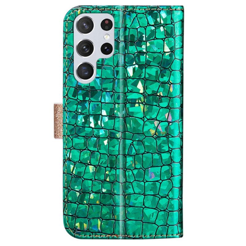 δερματινη θηκη Samsung Galaxy S22 Ultra 5G Crocodile Diamonds