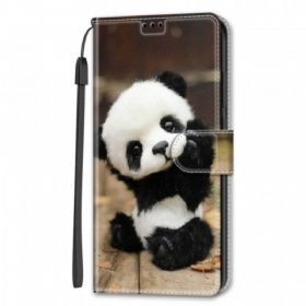 δερματινη θηκη Samsung Galaxy S22 Ultra 5G με κορδονι Παίξτε Little Panda Με Strap