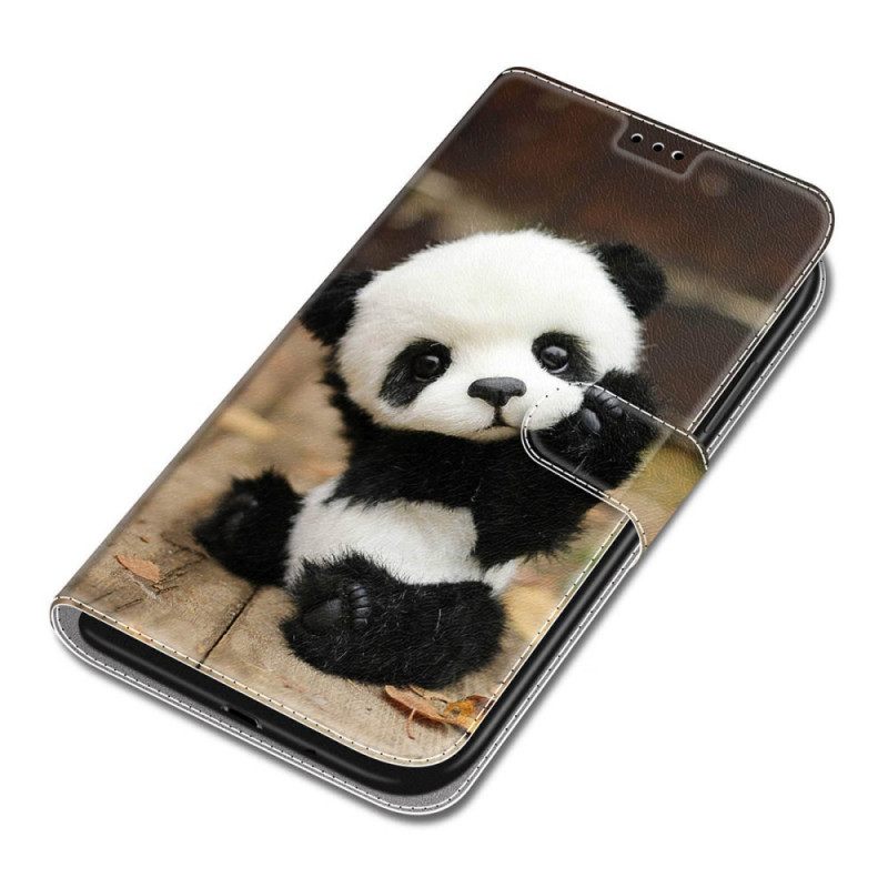 δερματινη θηκη Samsung Galaxy S22 Ultra 5G με κορδονι Παίξτε Little Panda Με Strap