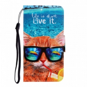 Κάλυμμα Samsung Galaxy S22 Ultra 5G με κορδονι Cat Live It Strappy