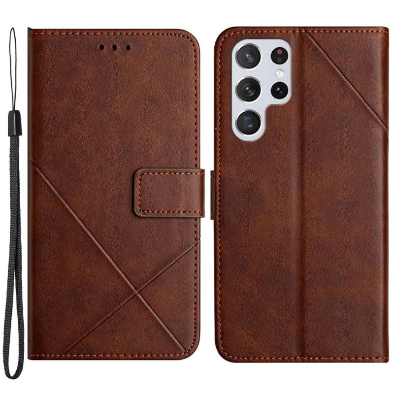 Κάλυμμα Samsung Galaxy S22 Ultra 5G X Design Geo Leather Style