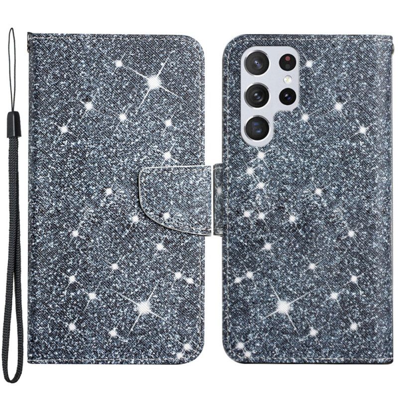 Θήκη Flip Samsung Galaxy S22 Ultra 5G με κορδονι Strappy Sequins