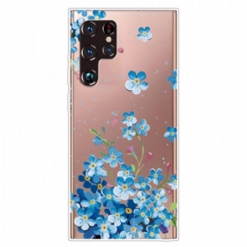 Θήκη Samsung Galaxy S22 Ultra 5G Μπλε Λουλούδια