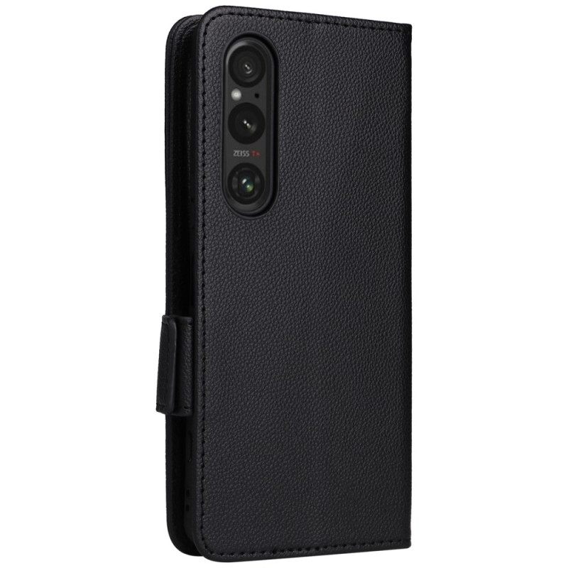 Δερματινη Θηκη Sony Xperia 1 Vi Litchi Faux Leather Με Λουράκι