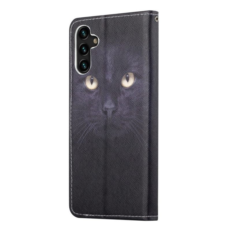 Κάλυμμα Samsung Galaxy A13 5G / A04s με κορδονι Strappy Black Cat Eyes