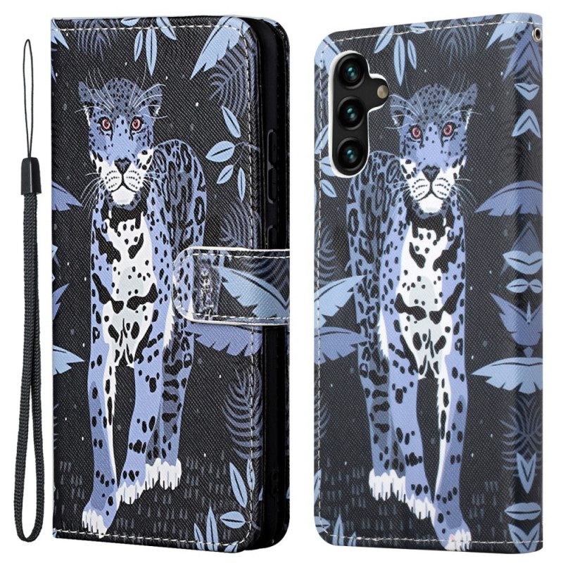 Κάλυμμα Samsung Galaxy A13 5G / A04s με κορδονι Strappy Leopard