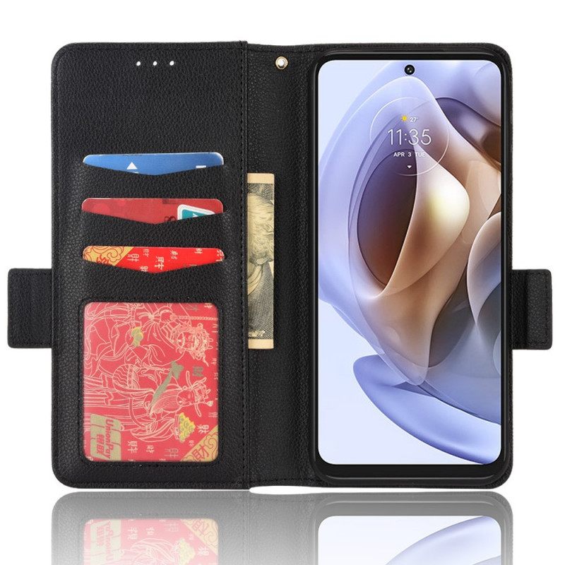 Θήκη Flip Moto G41 / G31 δερματινη θηκη Flap Double Litchi Νέα Χρώματα