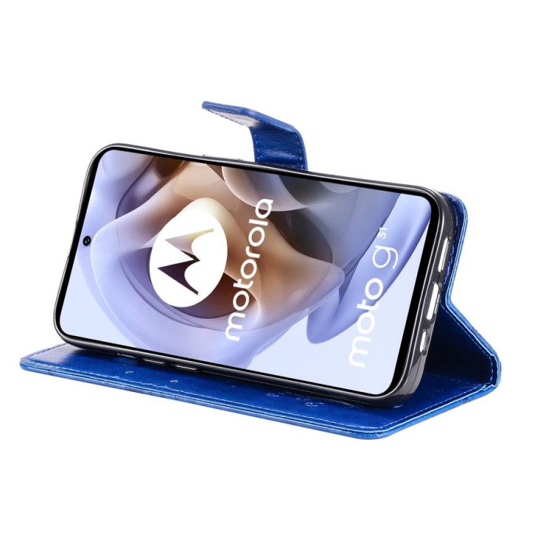 Θήκη Flip Moto G41 / G31 με κορδονι Πεταλούδες Giant Strap