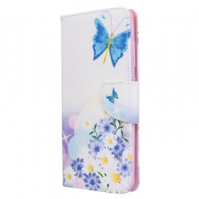 δερματινη θηκη Samsung Galaxy A51 Ζωγραφισμένες Πεταλούδες Και Λουλούδια