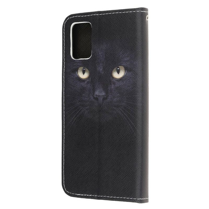 Κάλυμμα Samsung Galaxy A51 με κορδονι Strappy Black Cat Eyes