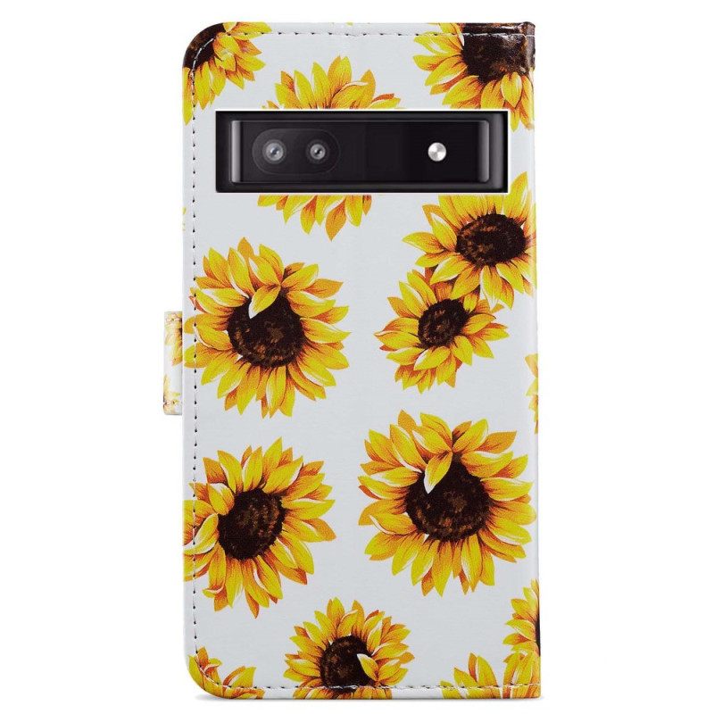 Κάλυμμα Google Pixel 7A με κορδονι Thong Sunflowers